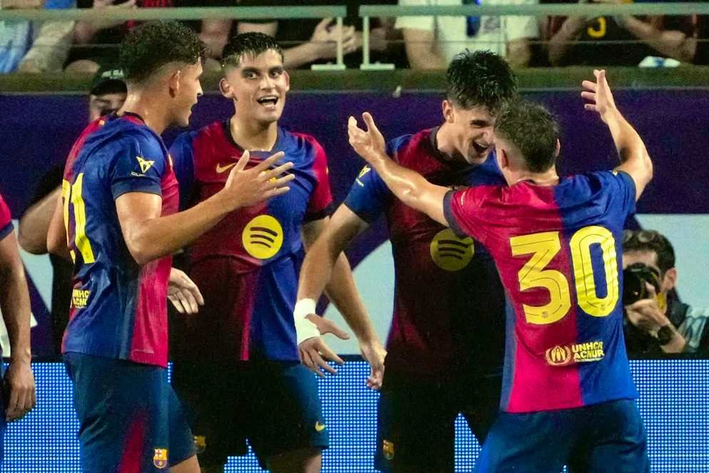 Flick celebrates victory with Barça against Guardiola's Man City - Gallery. Flick scored two goals in regular time.