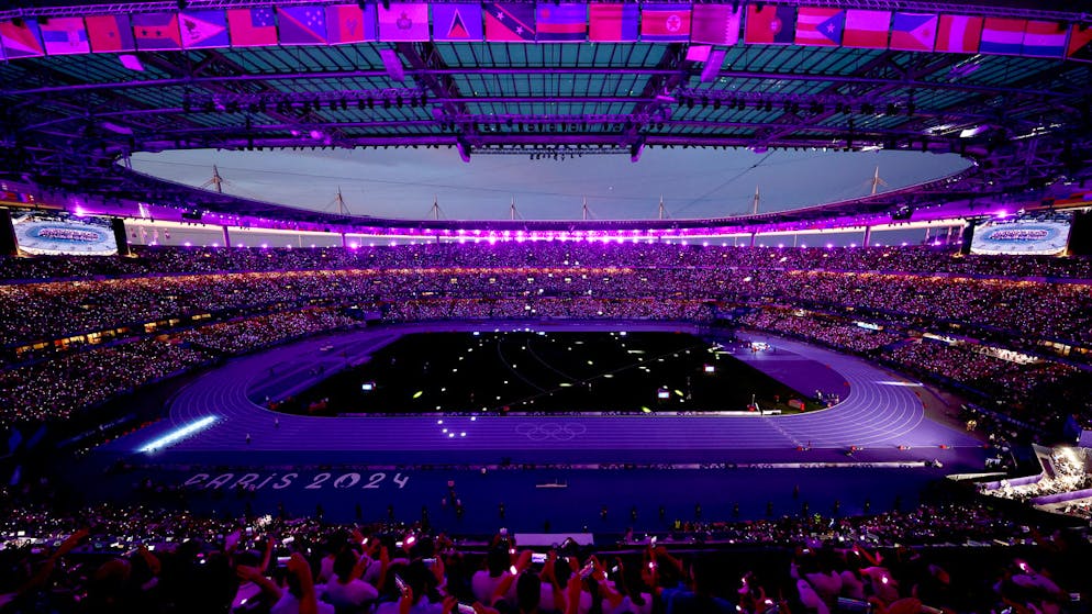 Das Stade de France vor dem 100-Meter-Final der Männer.