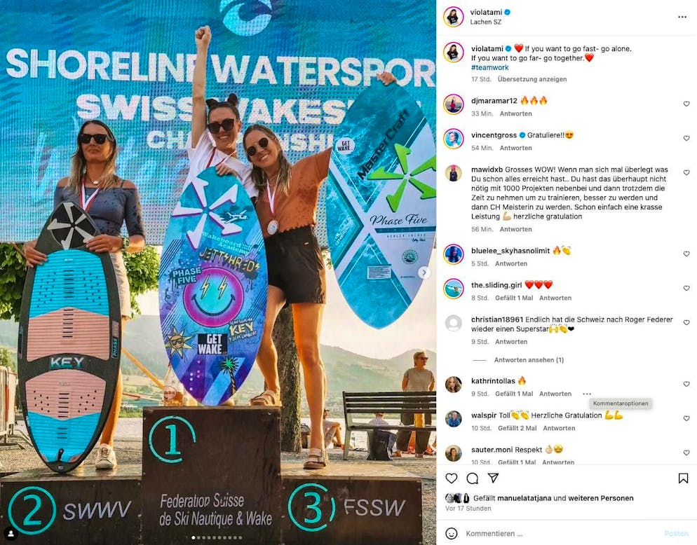 Great joy: Viola Tami wins the Swiss Wakesurf Championship at the weekend.