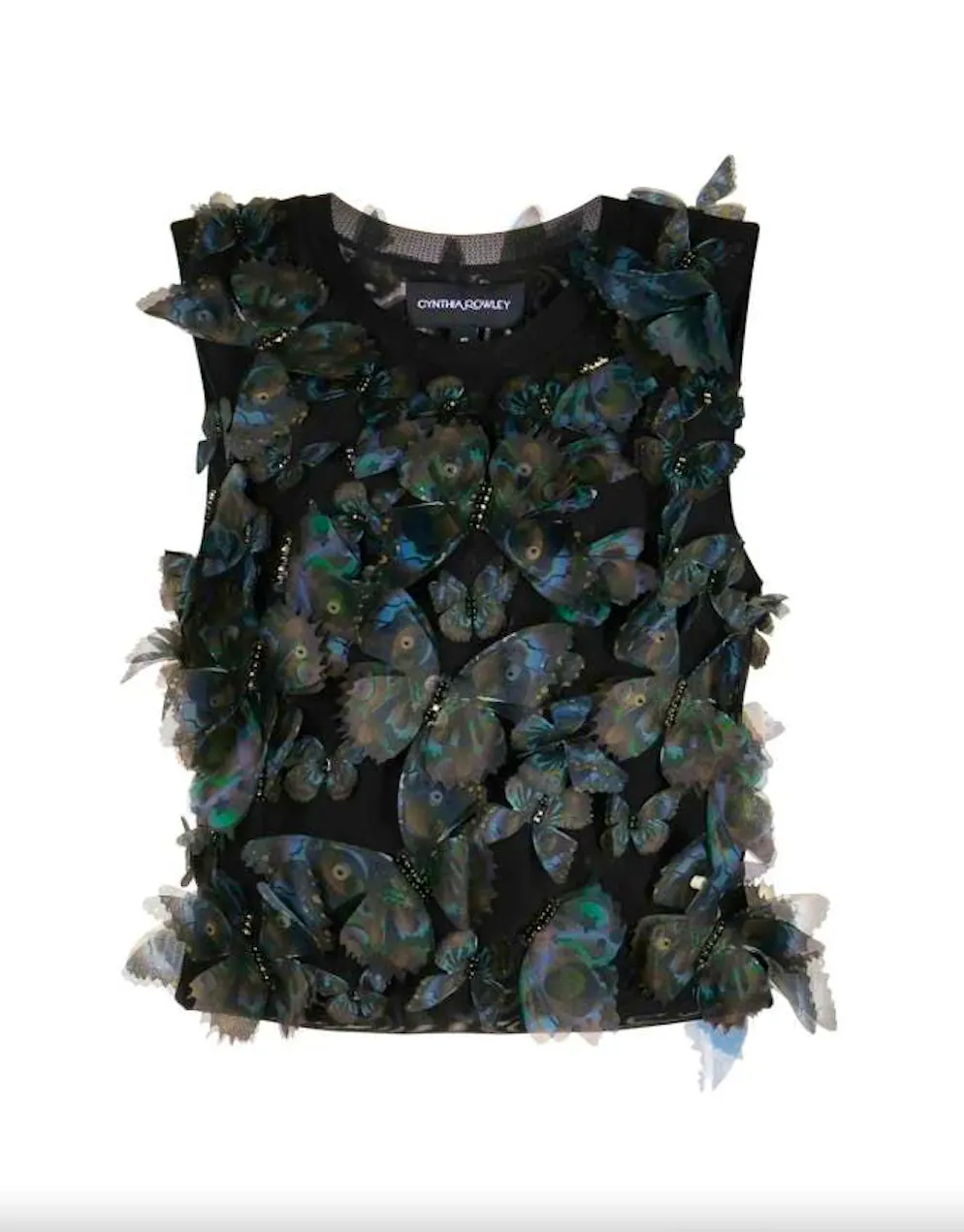 Fashion trend in summer 2024: 3D tops. "Butterfly Appliqué Top" by Cynthia Rowley for 325 francs.