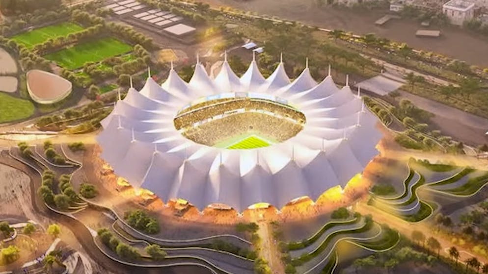 Saudi-Arabien stellt seine 15 extravagante Stadien für die WM 2034 vor. King Fahad Sports City Stadion / 70'200 Zuschauer 