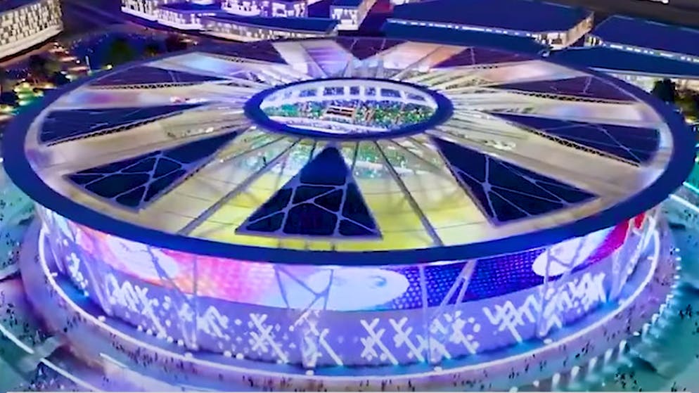 Saudi-Arabien stellt seine 15 extravagante Stadien für die WM 2034 vor. King Abdullah Economic City Stadion / 45'700 Zuschauer