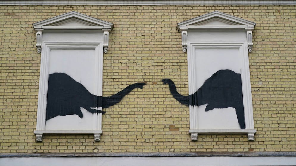 Katze bei Dehnübung. Banksy setzt Bilderreihe in London fort – ein Werk dreist gestohlen