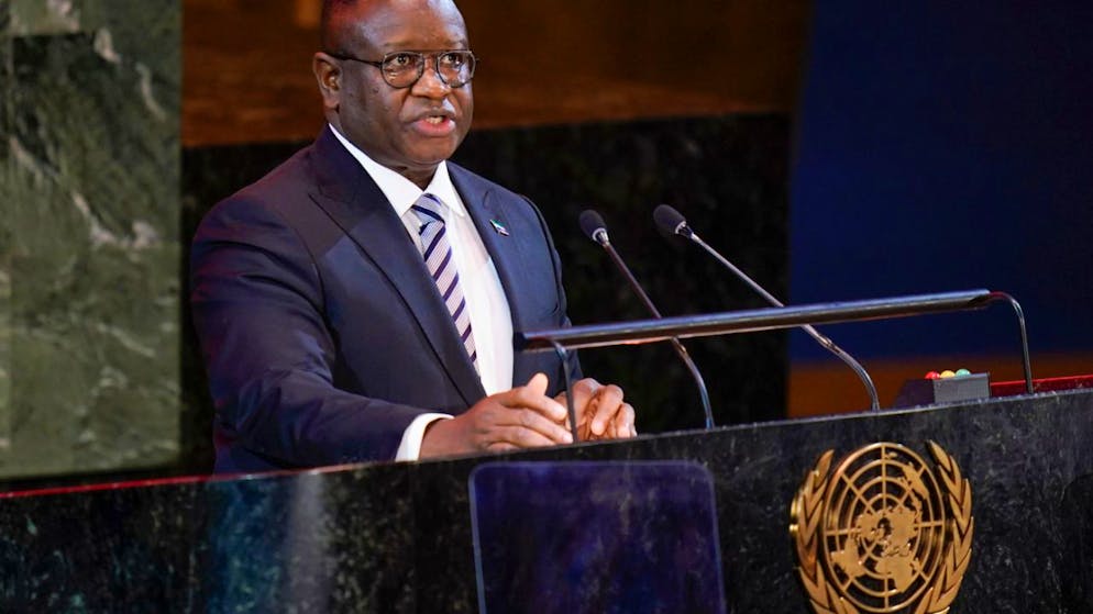 ARCHIV - Der Präsident von Sierra Leone, Julius Maada Bio. Foto: Seth Wenig/AP/dpa