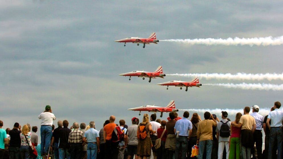 Vor 60 Jahren ist die Patrouille Suisse gegründet worden - Gallery. Auftritt an einer Flugshow in Emmen im September 2006. (Archivbild)