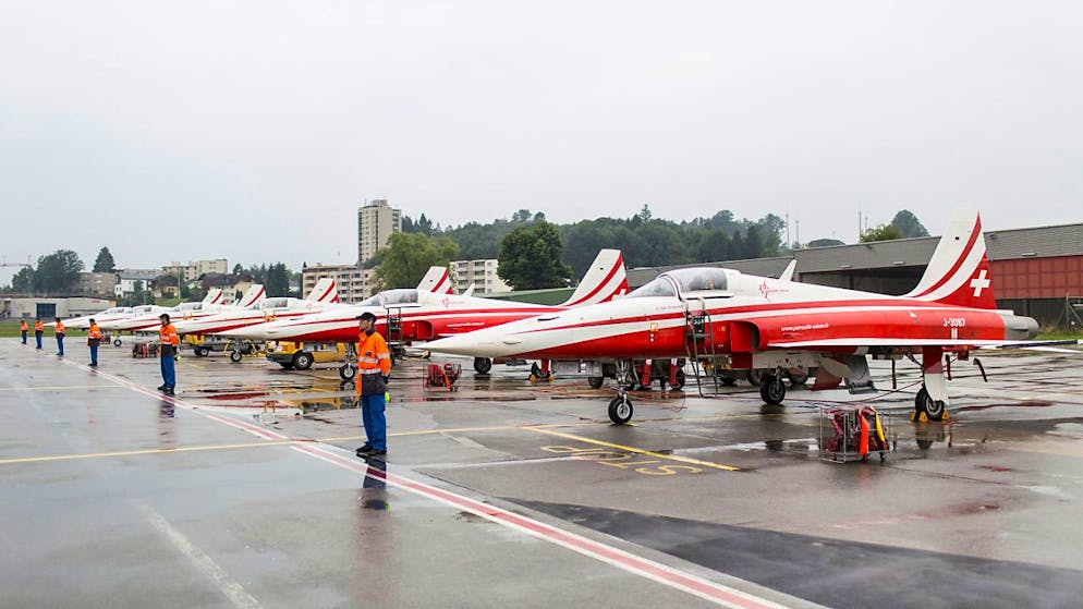 Vor 60 Jahren ist die Patrouille Suisse gegründet worden - Gallery. Die Patrouille Suisse fliegt seit 1995 auf dem F-5-Tiger. (Archivbild)