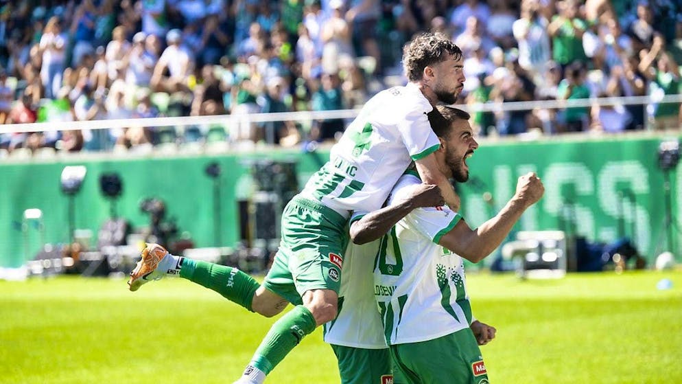 Jovan Milosevic celebrates his successful penalty for the 1:0 victory