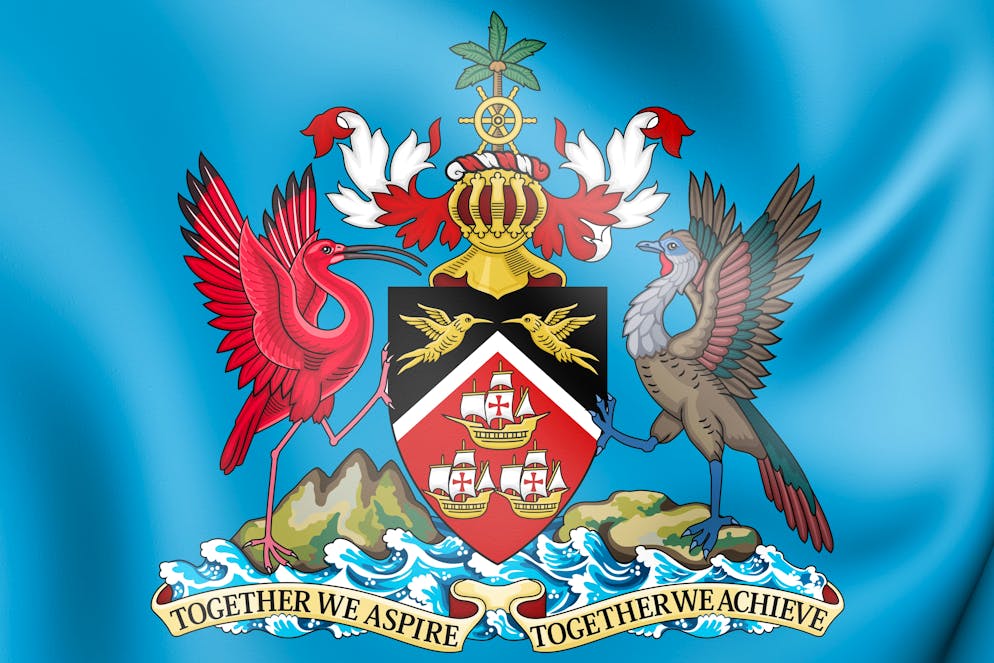 Depuis l'indépendance en 1962 du Royaume-Uni, trois caravelles figuraient sur l'emblème de Trinité-et-Tobago, en dessous de deux colibris en or et au-dessus d'une représentation des îles et de la devise «Ensemble nous aspirons, ensemble nous accomplissons», écrite en anglais.