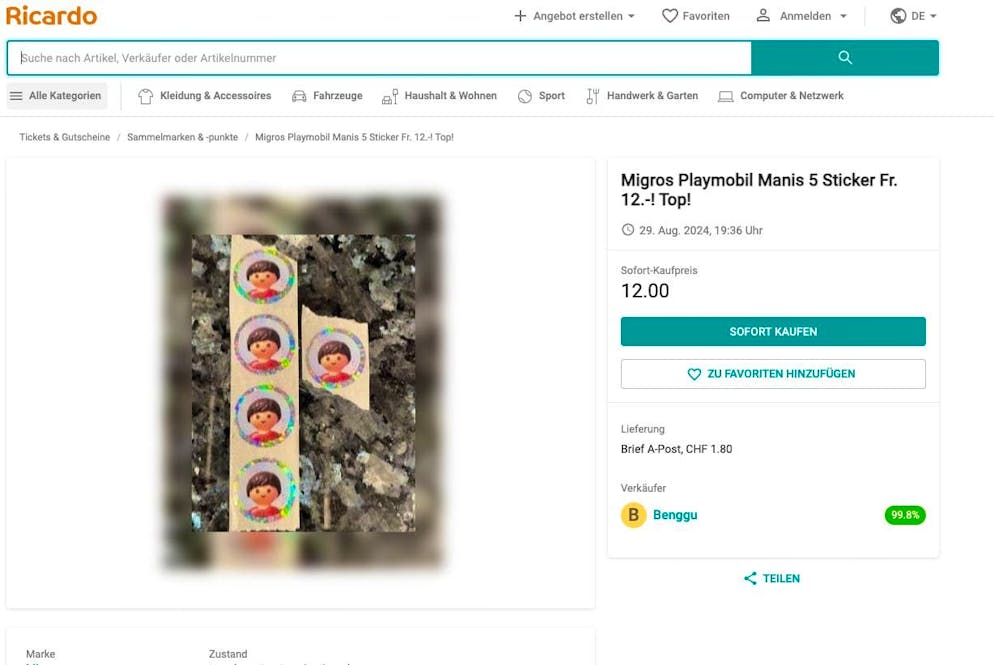 Da Ricardo è possibile acquistare 5 bollini per 12 franchi.