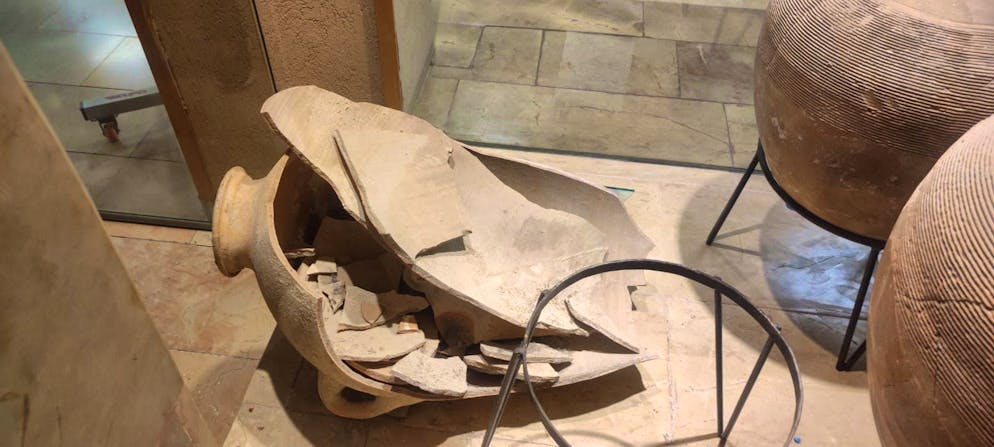 The jug had been intact for around 3500 years before a four-year-old took hold of it. 