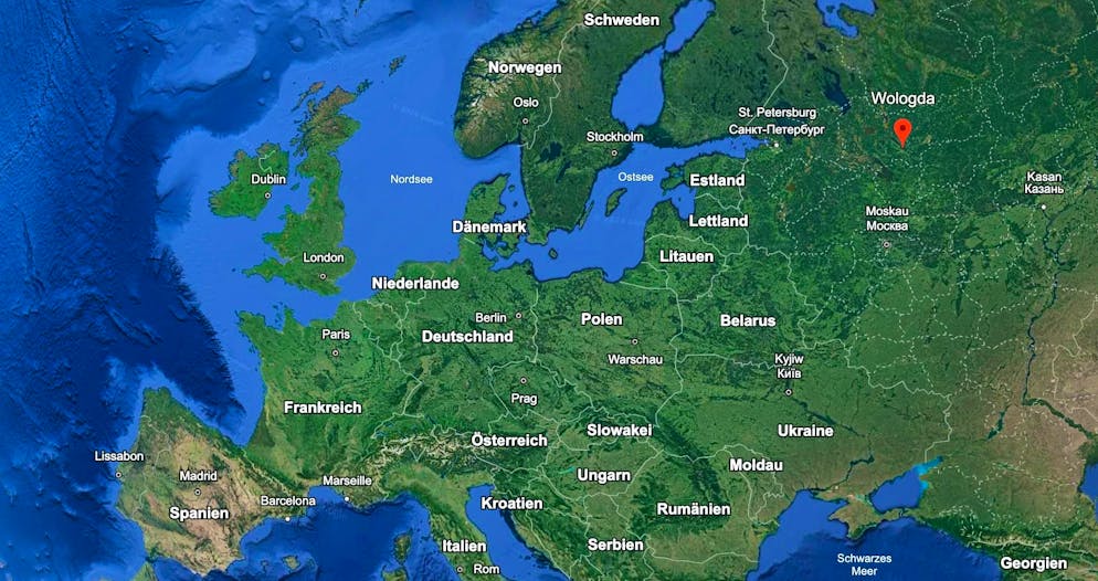 Marked: The location of Vologda.