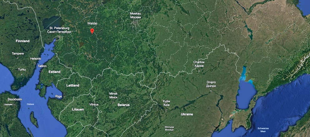 Lage von Waldai.