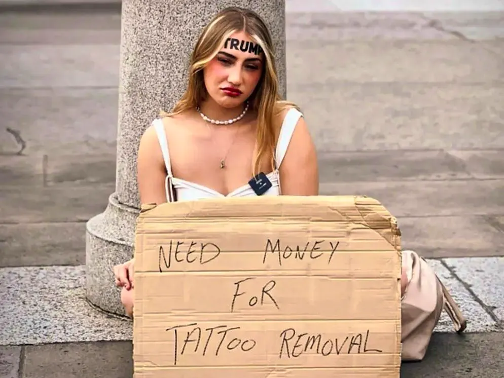 Name engraved on forehead: Trump supporter begs for money to have her  tattoo removed | blue News