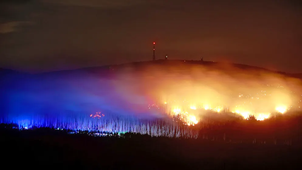 Riesiger Waldbrand ausgebrochen. 1000 Meter grosse Feuerwalze in Deutschland