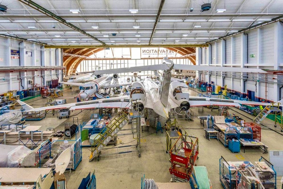A look inside the Jet Aviation maintenance hangar at the Basel site.