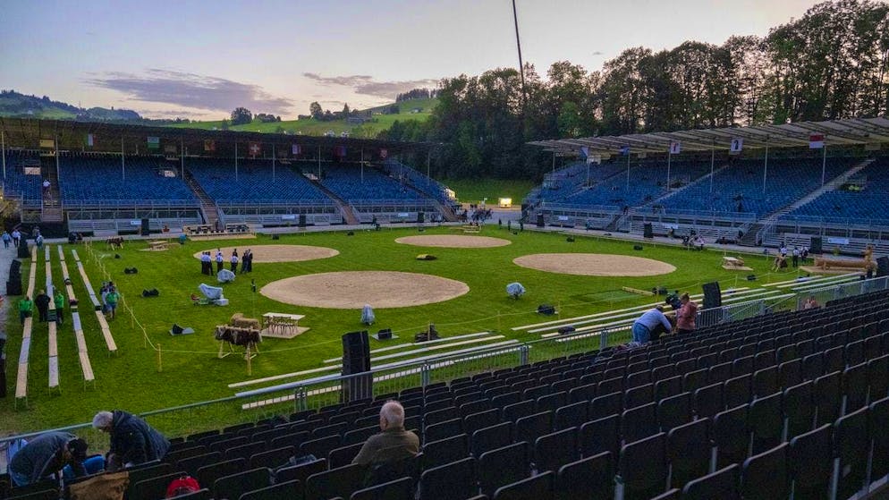 First impressions of the jubilee wrestling festival. The wrestling arena in the early morning.