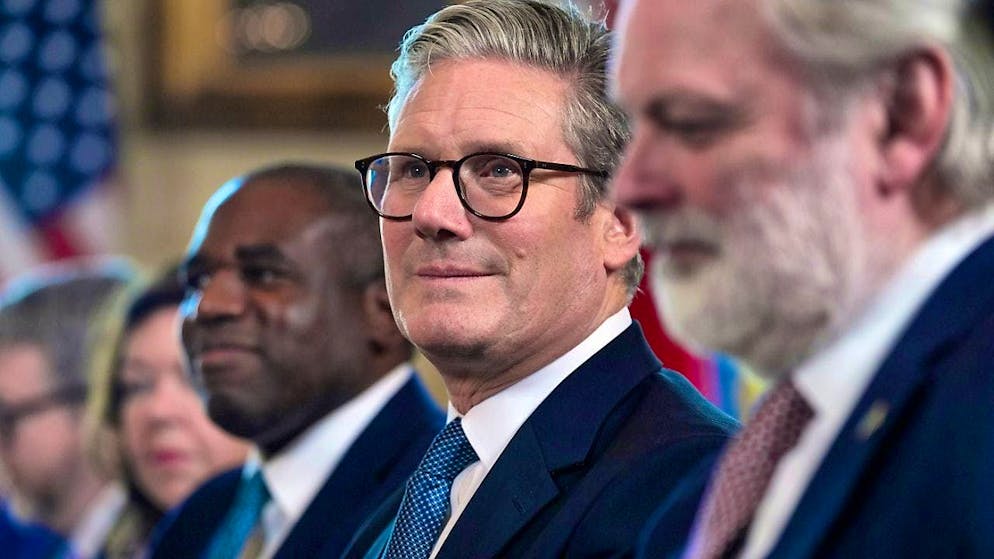 British Prime Minister Keir Starmer attends a bilateral meeting with US President Biden (not pictured) in the Blue Room of the White House. Photo: Manuel Balce Ceneta/AP