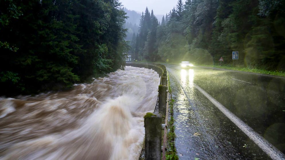 Die Elbe ist nach dem Dauerregen zu einem reissenden Fluss geworden.