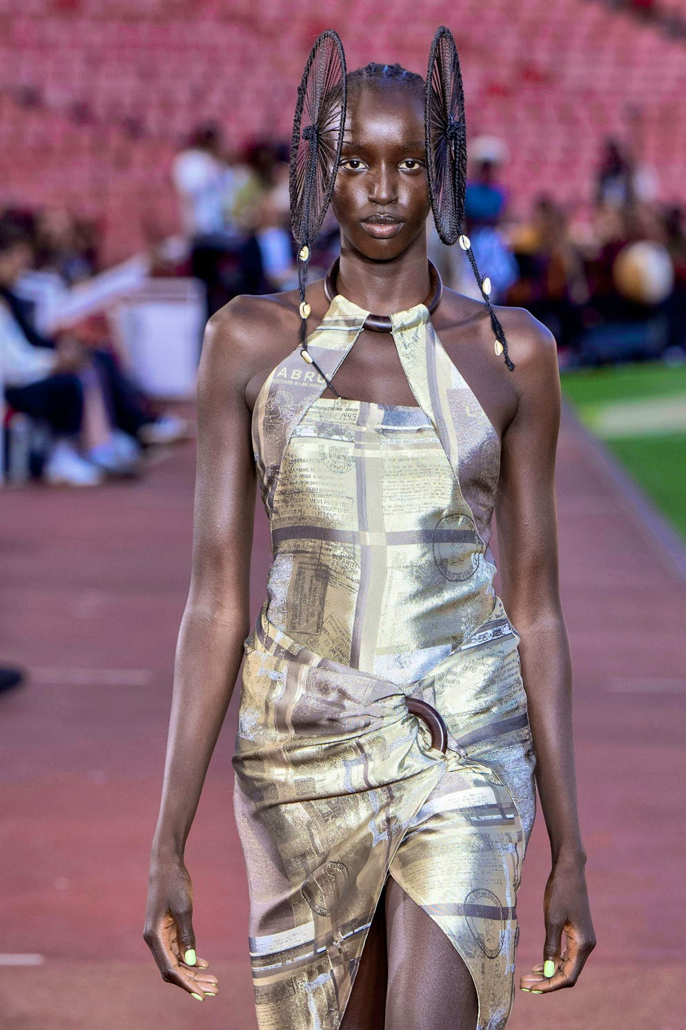 London Fashion Week 2024. Labrum staged its show at the Emirates Stadium.