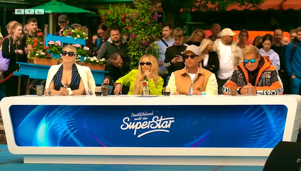 Jury of the 21st season of "Deutschland sucht den Superstar": (from left) Loredana, head judge Dieter Bohlen, Beatrice Egli, Pietro Lombardi.
