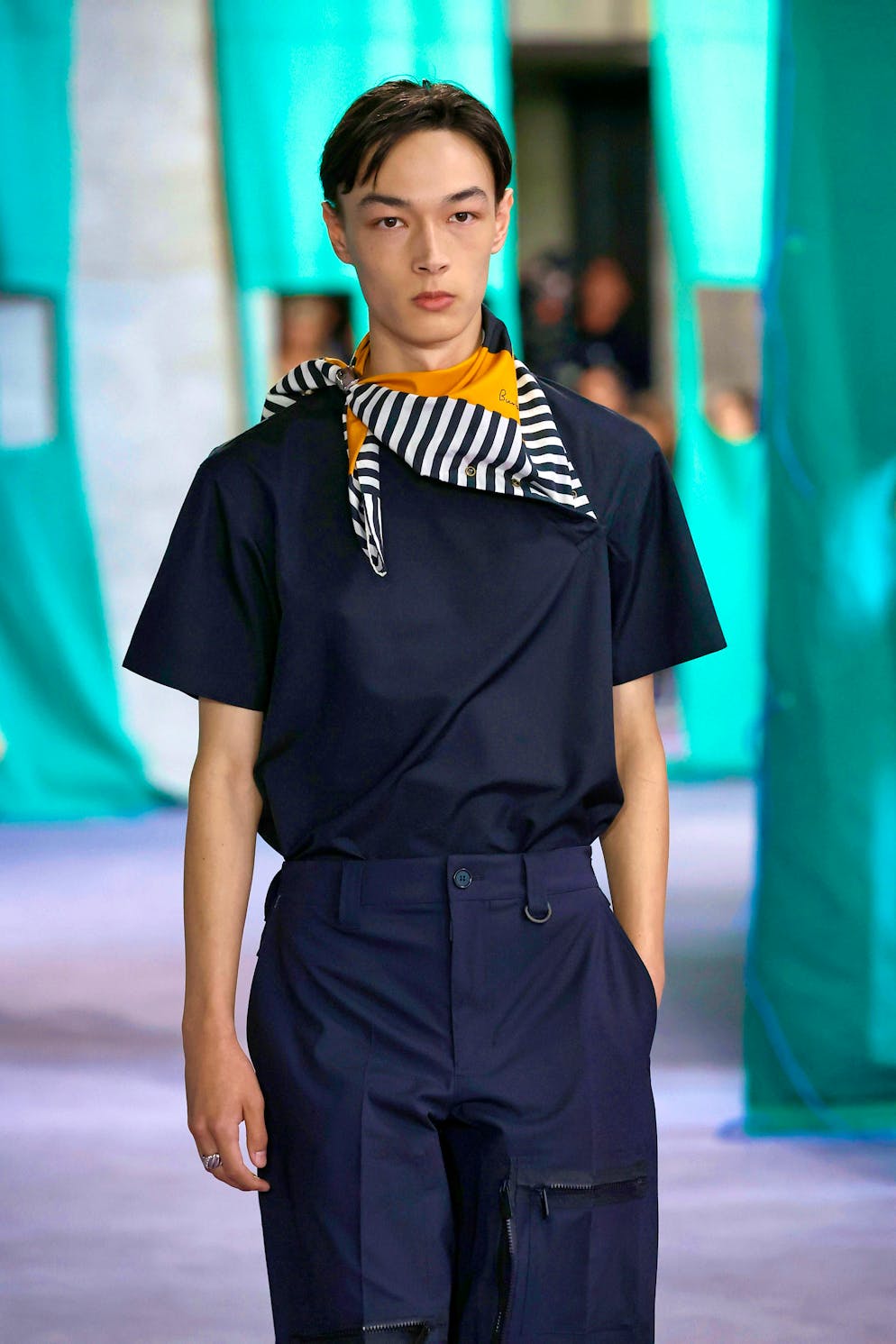 London Fashion Week 2024. Burberry drew on its trademark check print and reinterpreted the trench coat in the form of tops and dresses.