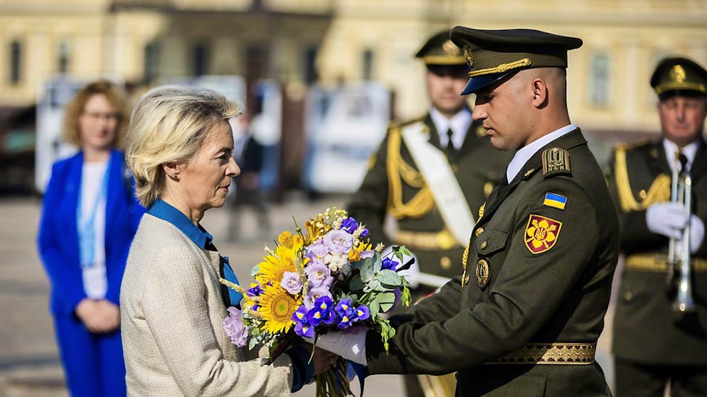 Ursula von der Leyen oggi a Kiev.