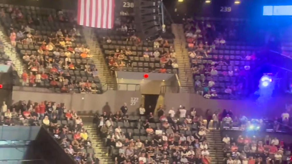 Empty seats at. Trump's appearance in Uniondale, New York, on September 19.