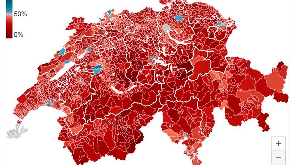 Dati definitivi. Le cartine con i risultati in tutti i Cantoni e i Comuni