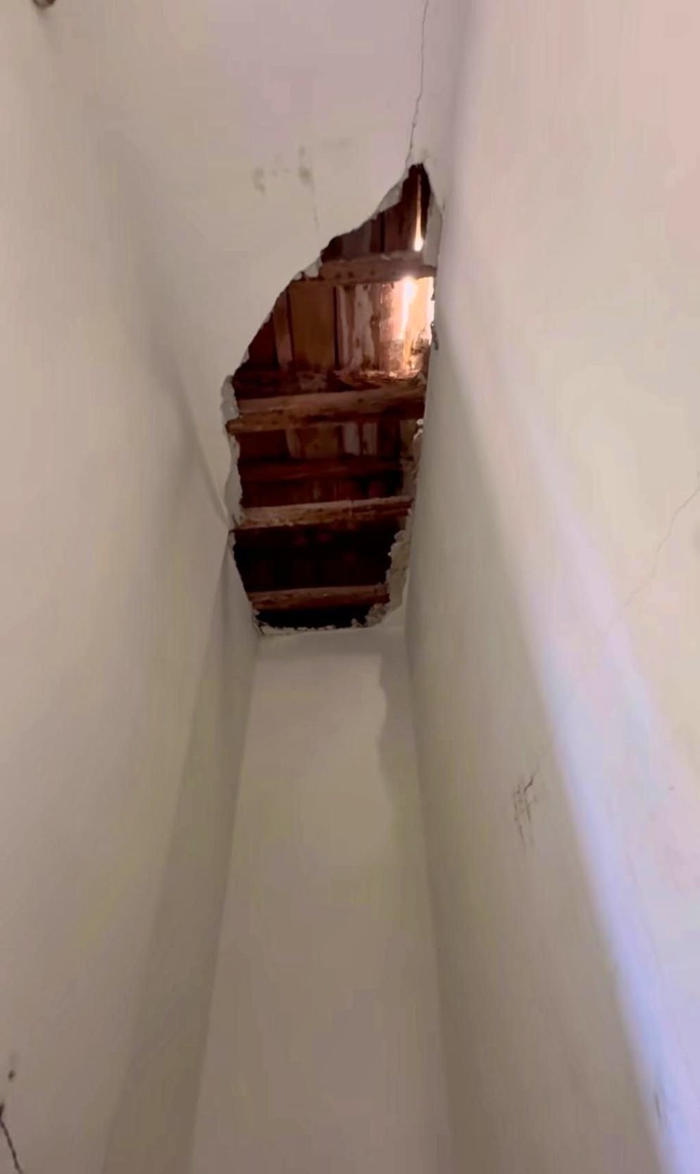 Briton buys one-euro house in Sicily. The hole in the roof above is one of the biggest problems.