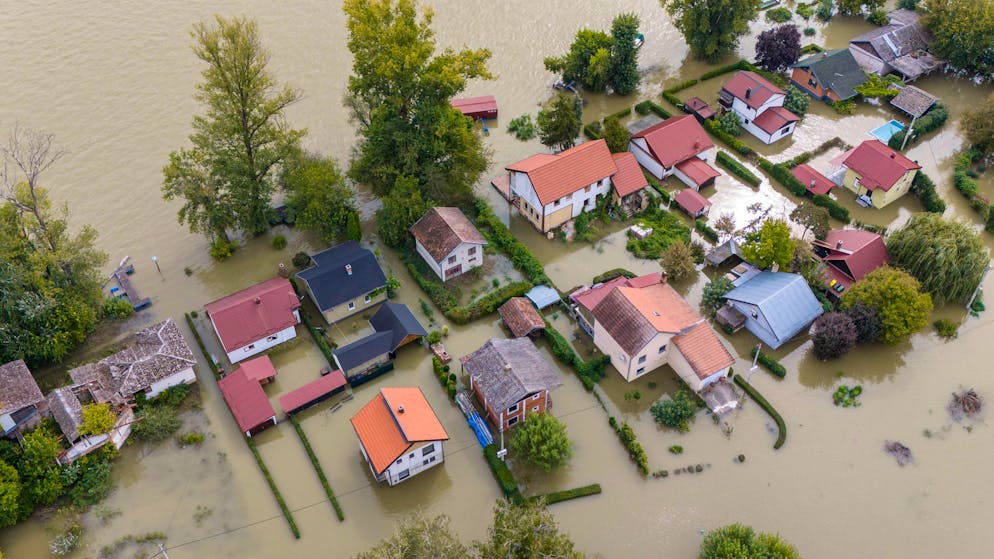 Komplett überflutetes Dorf in Kroatien. (24. September 2024)
