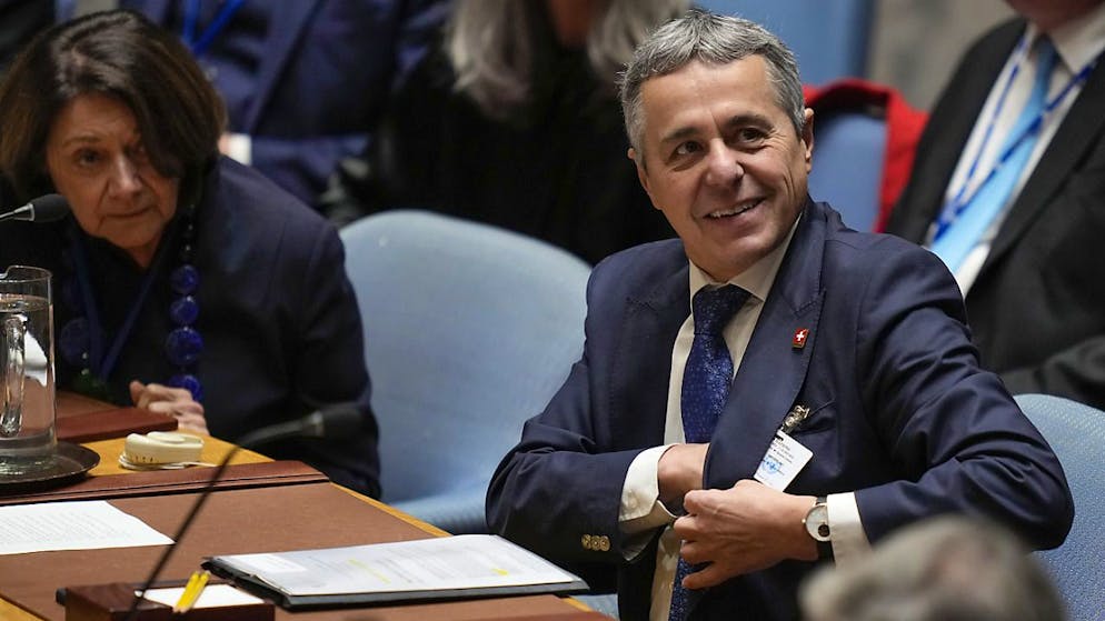 Le ministre des Affaires étrangères Ignazio Cassis, mardi au siège de l'ONU à New York, avant la réunion du Conseil de sécurité.