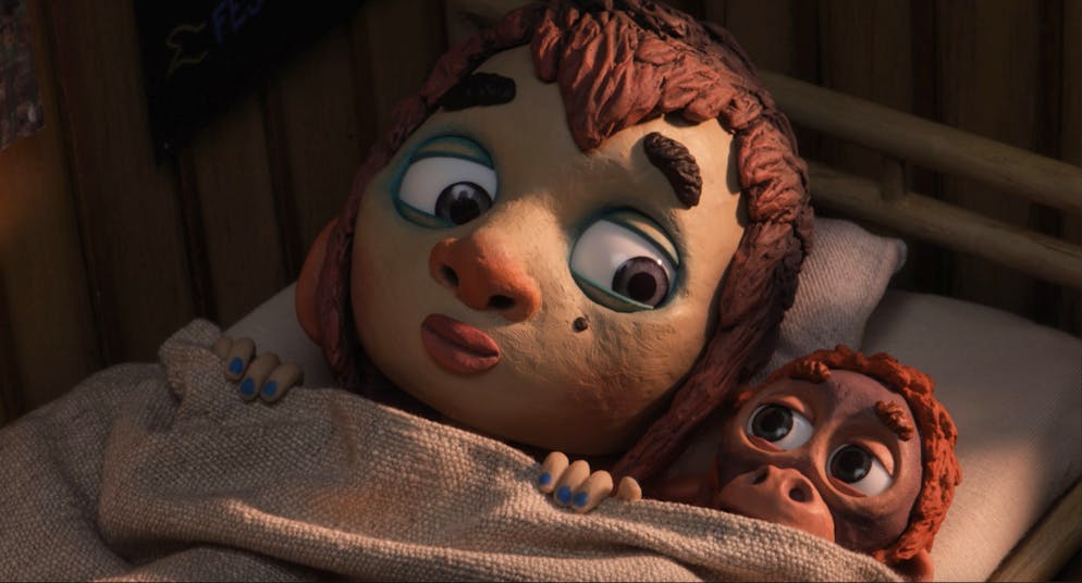 «Sauvages»  de Claude Barras. Devenu orphelin à cause de la déforestation, Oshi va être recueilli par Kéria.