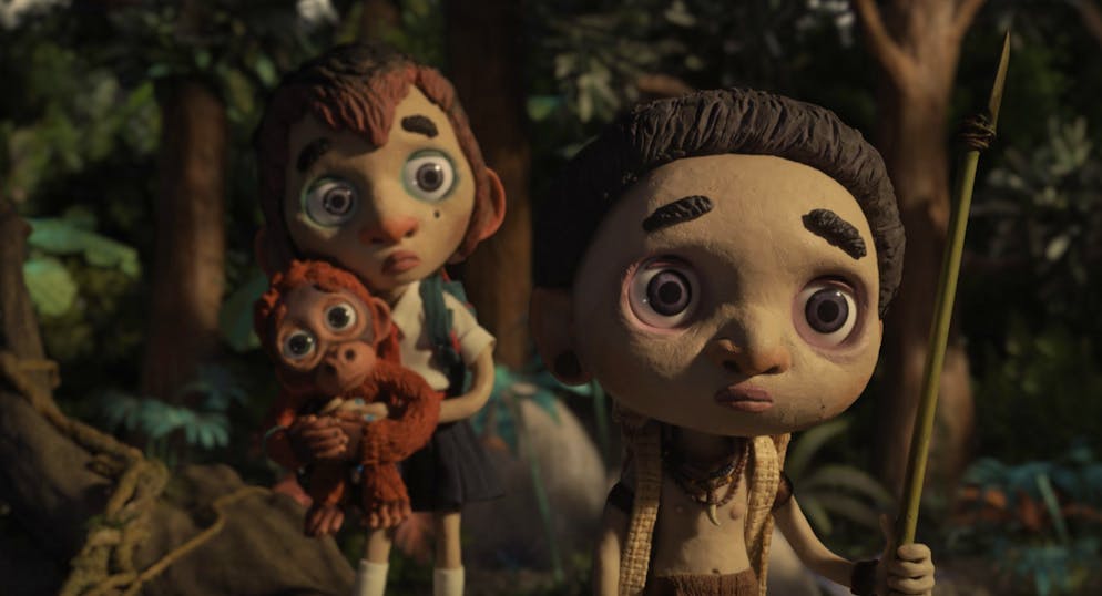 «Sauvages»  de Claude Barras. Le film d'animation raconte l'histoire de Kéria, de son cousin Selaï et du petit orang-outang Oshi.