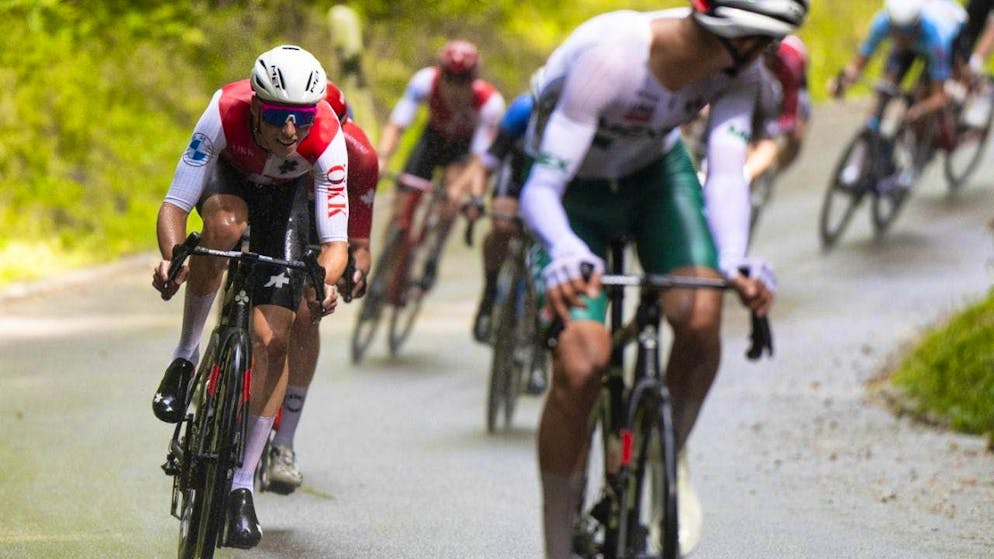 Long at the front, just off the podium at the end: Jan Christen (left)