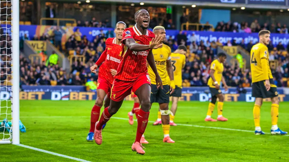  Ibrahima Konate (center) scored the opening goal for Liverpool FC.