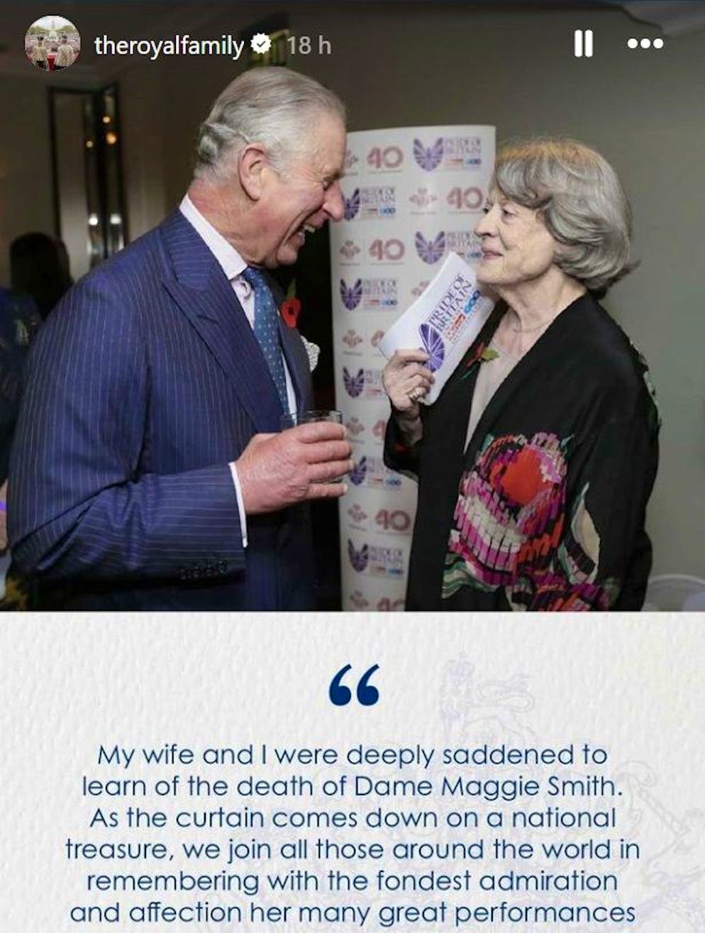 Il ricordo di re Carlo III su Maggie Smith