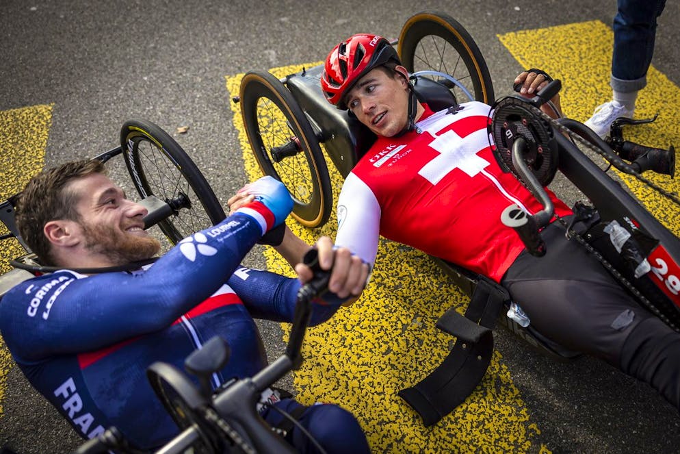 Fabian Recher (droite) et Joseph Fritsch à la fin de la course