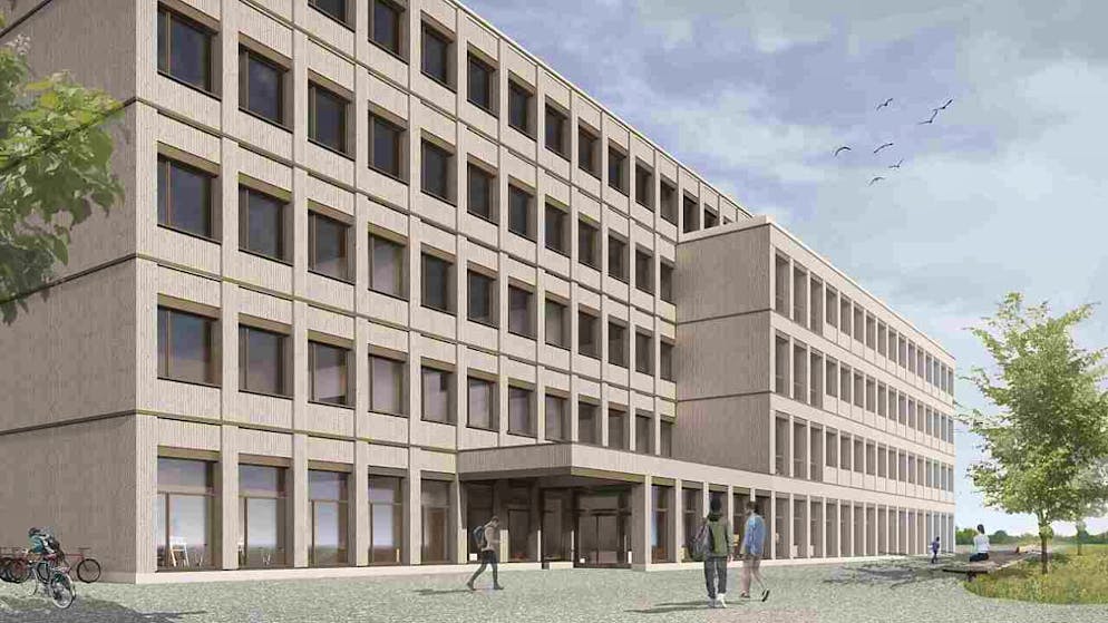 Modell des geplanten Kompetenzzentrums für die Schreinerausbildung in St. Margrethen.