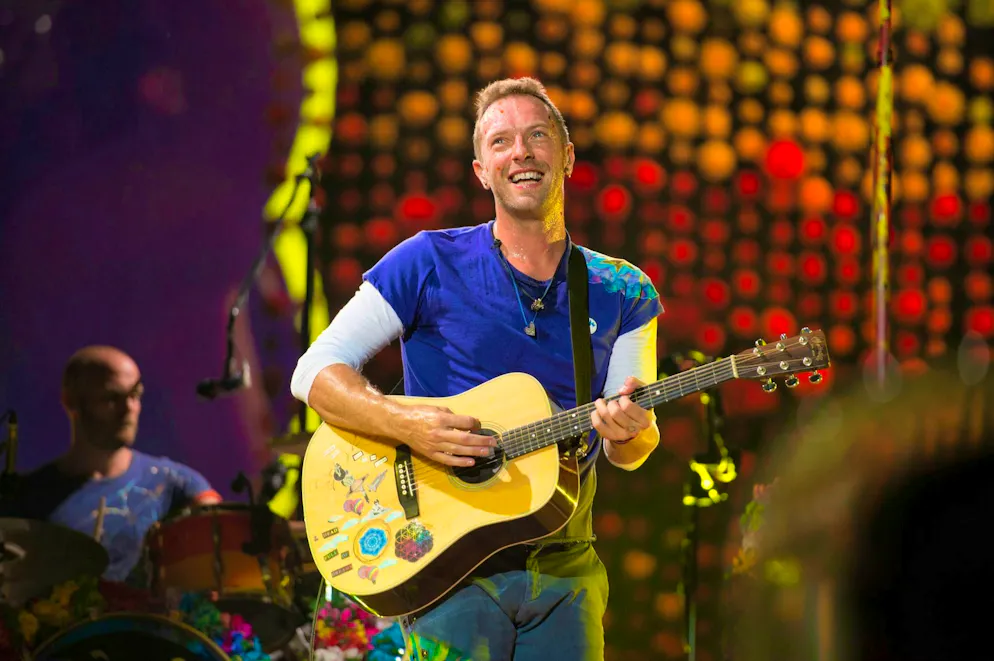Coldplay singer Chris Martin at a concert in the USA in 2017.