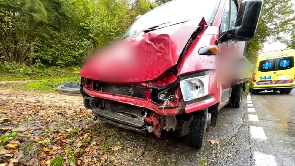 Nach der Kollision mit einem Baum musste der Lieferwagen mit Totalschaden abgeschleppt werden.