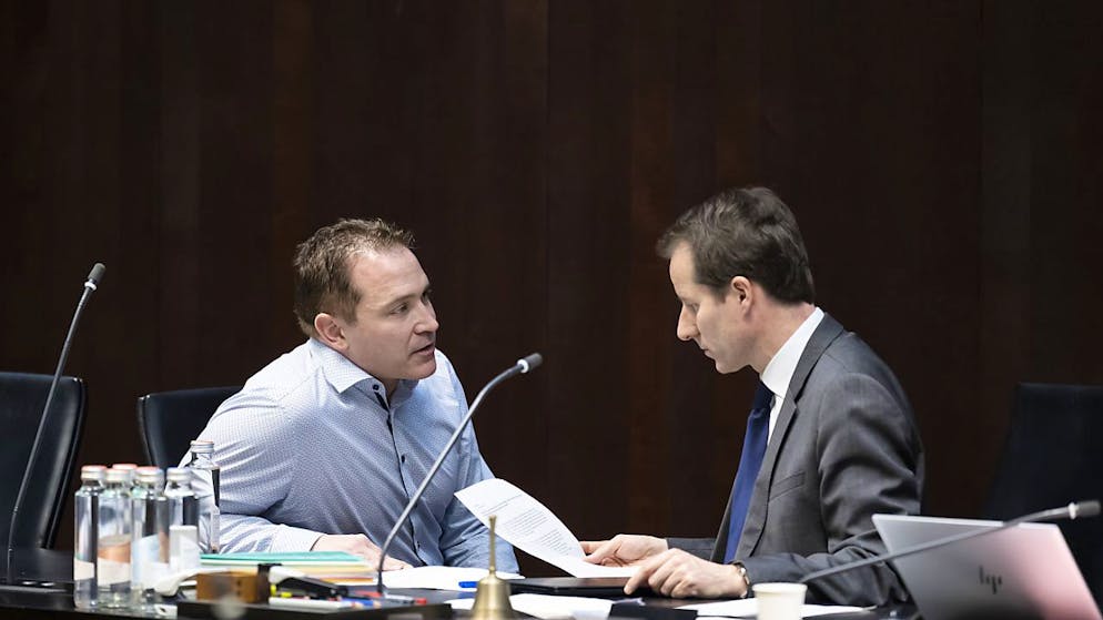 Les conseillers nationaux UDC Michael Graber (à gauche) et Thomas Aeschi. (Photo d'archives)