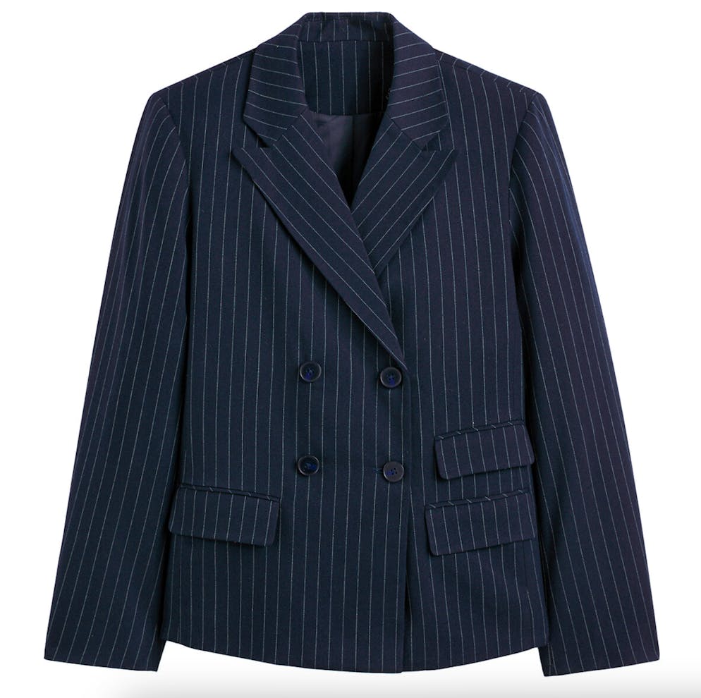 Trend-Alarm 5: Businesscore. Taillierter Blazer mit Nadelstreifen von La Redoute Collections für 64.95 Franken. 