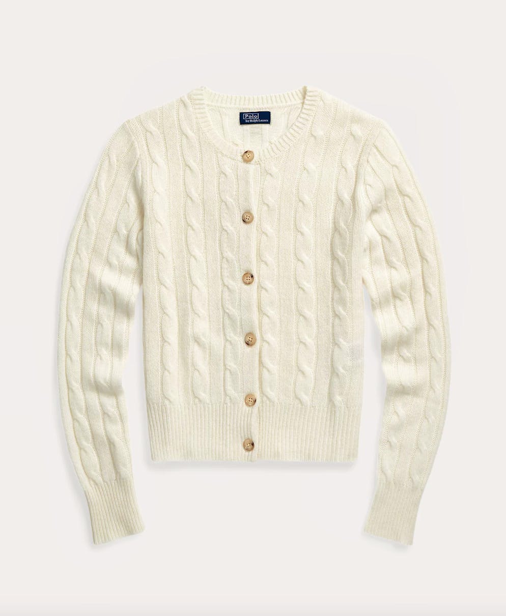 Trend-Alarm 3: Cardigans. Kaschmir-Rundhalsstrickjacke von Polo Ralph Lauren für 749 Franken. 