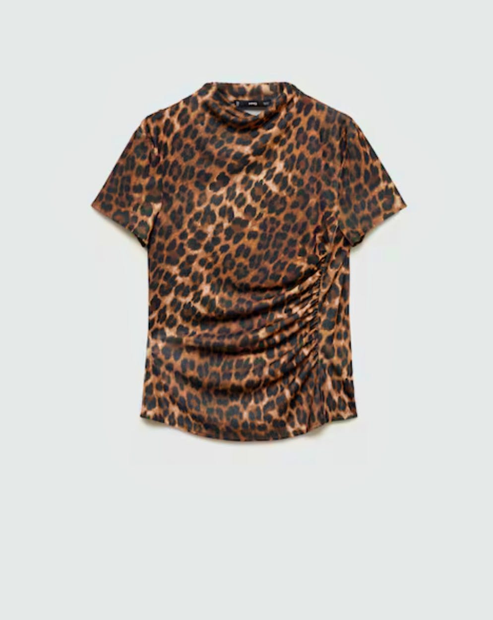 Trend-Alarm 2: Leo-Print. T-Shirt mit gerafftem Detail von Mango für 35.95 Franken. 