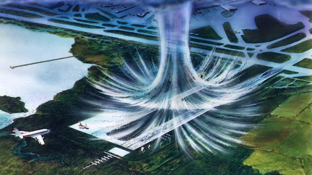 Illustration eines Donwbursts.