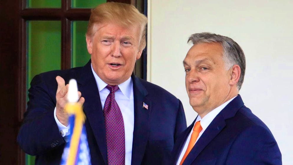 ARCHIVE - Viktor Orban hopes that Donald Trump (l) will win. Photo: Manuel Balce Ceneta/AP/dpa