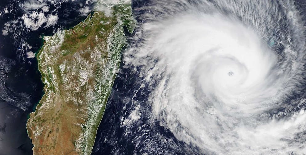 Tropischer Sturm Ana auf einem Satellitenbild.