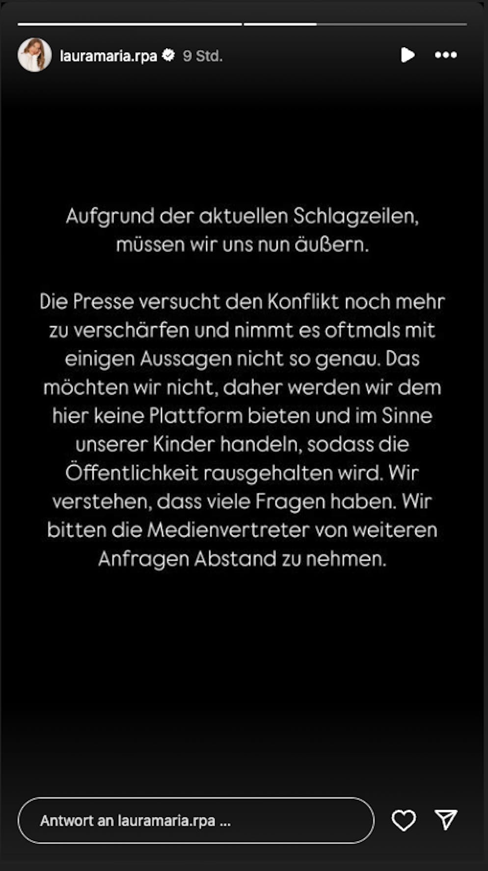 Laura Rypa und Pietro Lombardi teilen auf Instagram ein gemeinsames Statement. 