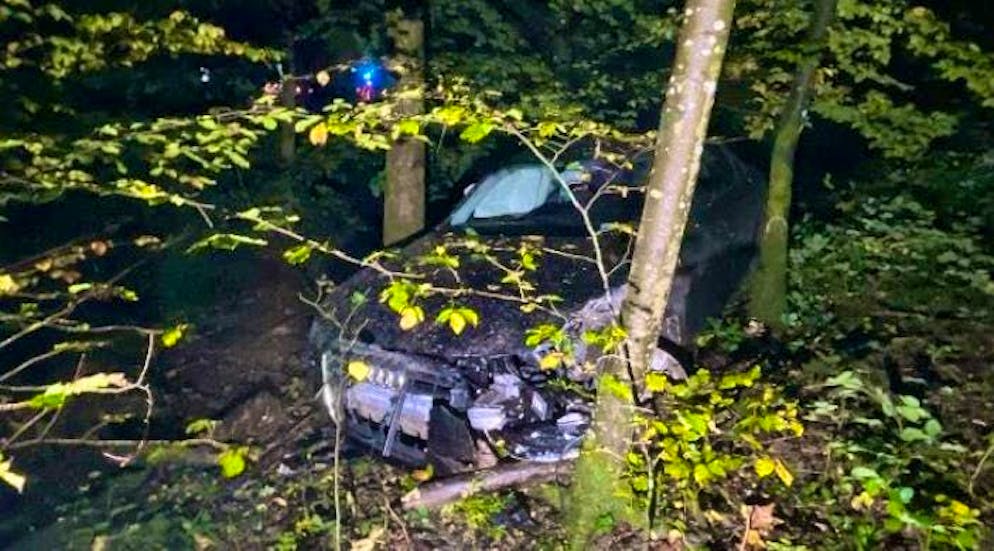 The injured woman's car was found in the undergrowth around 20 meters from the scene of the accident.