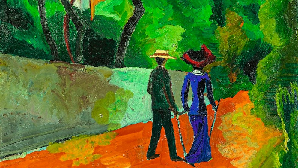 Kirchner Museum Davos zeigt hochkarätige Ulmberg Sammlung - Gallery. Eines der Werke aus der Sammlung Ulmberg, die nun im Kirchner Museum Davos gezeigt wird, ist Roter Weg des Expressionisten August Macke (1887–1914). (Hochformat, 1914, Öl auf Karton, 51,9 x 40 cm, Sammlung Ulmberg)